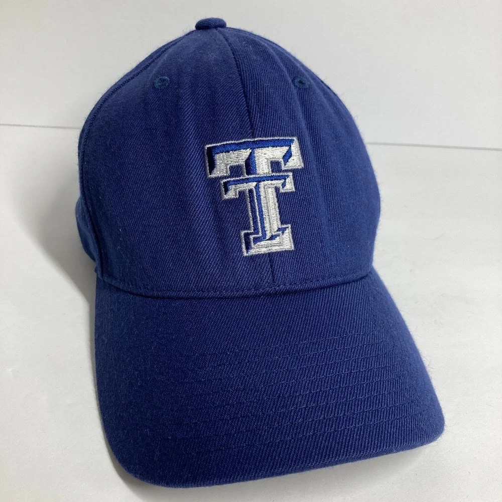 Texas Tech Red Raiders Cap Hat‎ Blue Fitted Small/Medium Embroidered Flexfit